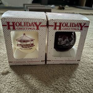2 Ridgway Pennsylvania Vintage Glass Christmas Holiday Bulbs In Boxes